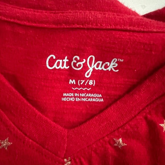 Cat & Jack Shimmering Golden Star Long-sleeve T-shirt, Red, Size (M) 7/8 - Picture 4 of 6